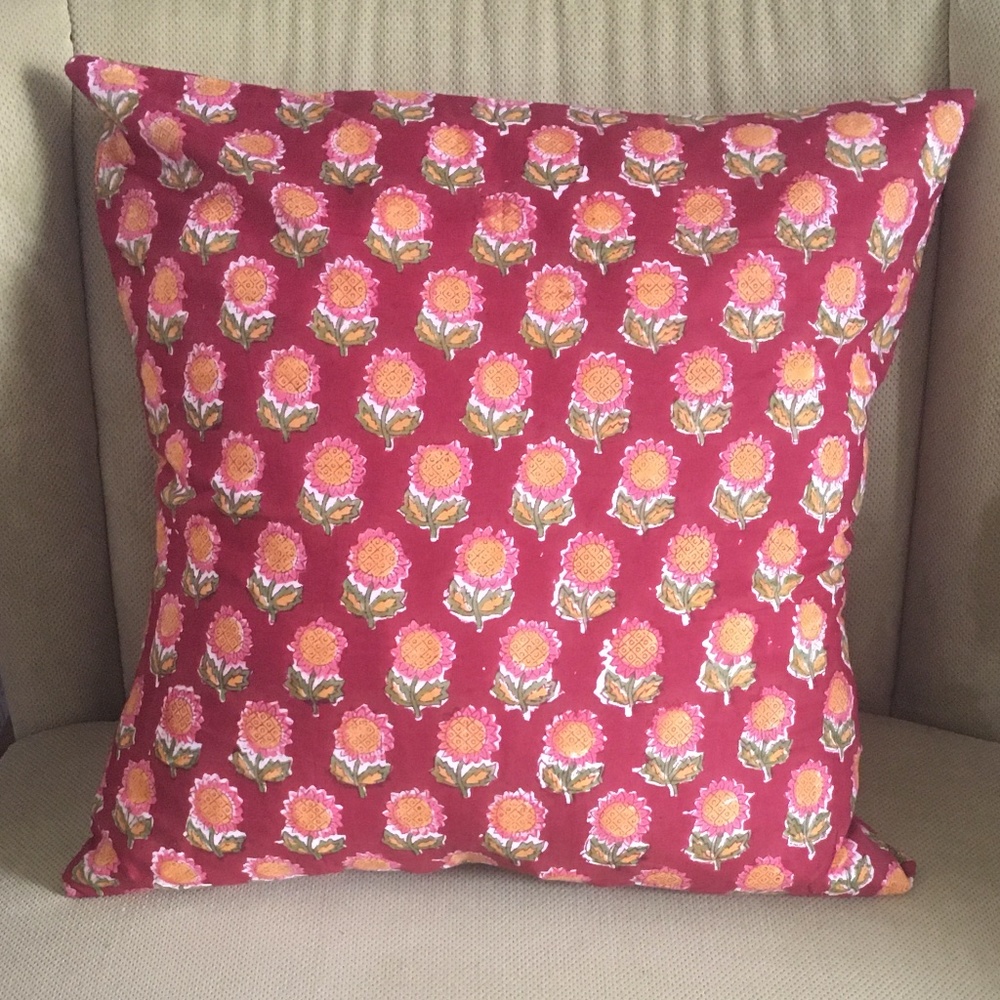 NWOT Indian Block Print Pillow or Cushion Cover